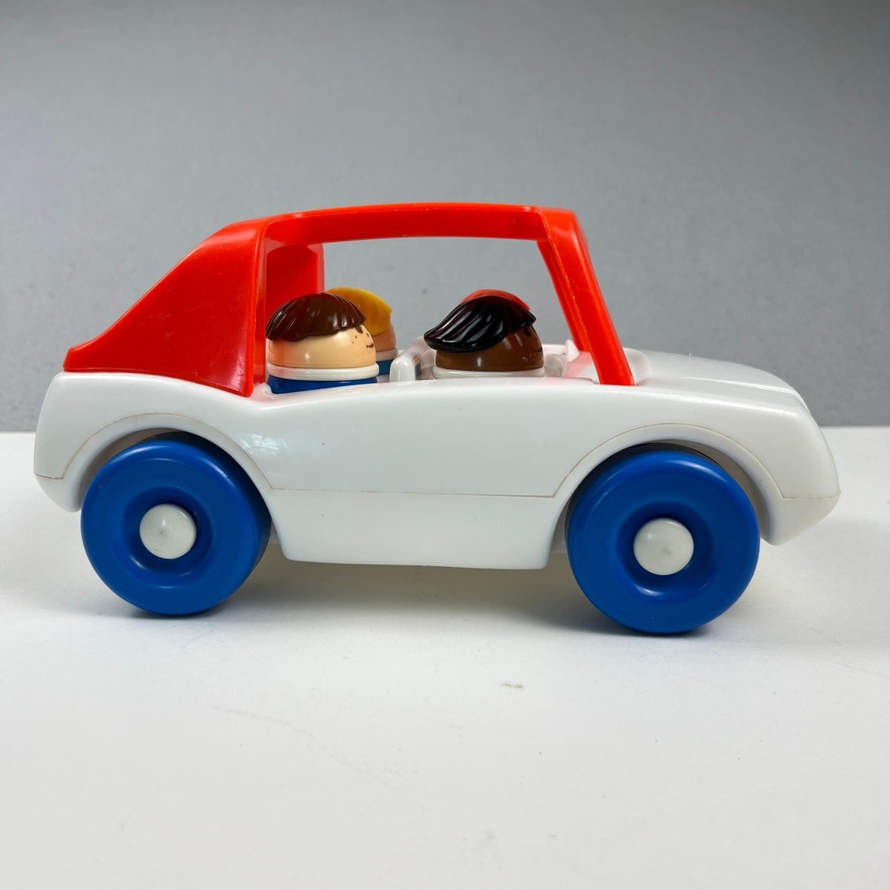 VTG Little Tikes Toddle Tots Car 1986 White Red Blue Vintage Rolling Toy Car